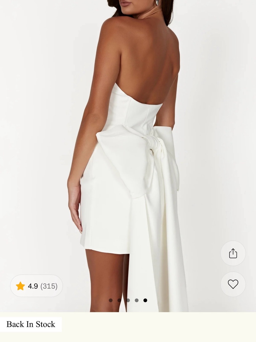 Meshki Strapless White Mini Dress with Dramatic Bow